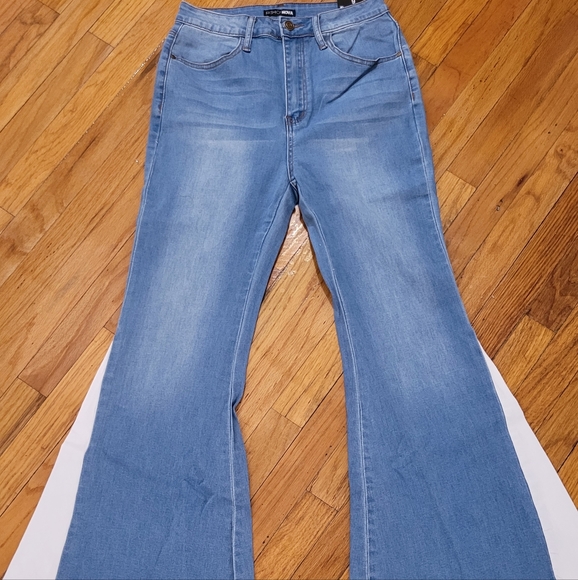Heart colorblock flare jeans #7,9,11 - Picture 5 of 15